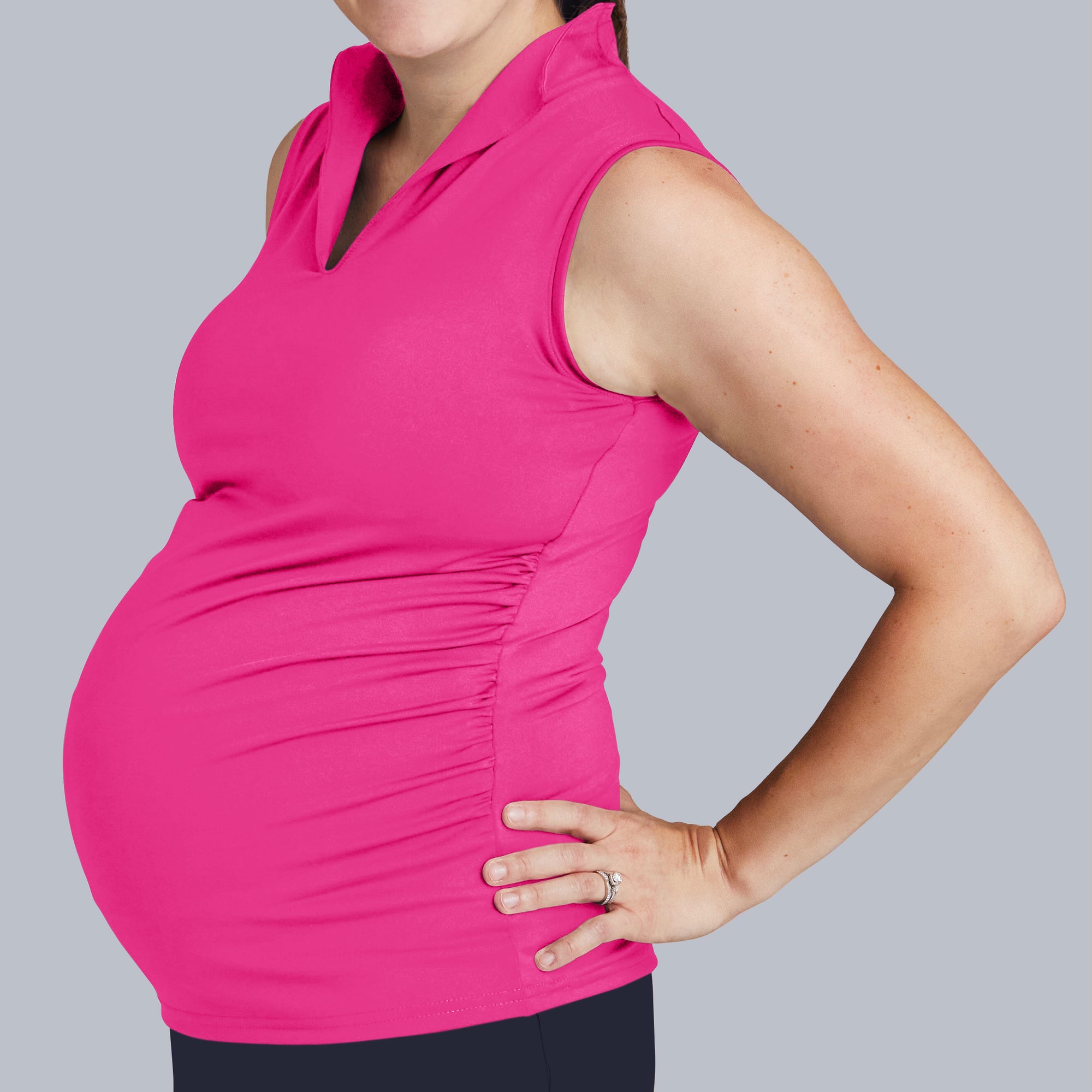 Sleeveless Maternity Golf Shirt (Raspberry)