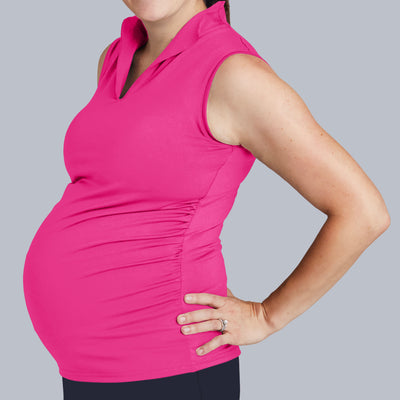 Sleeveless Maternity Golf Shirt (Raspberry)