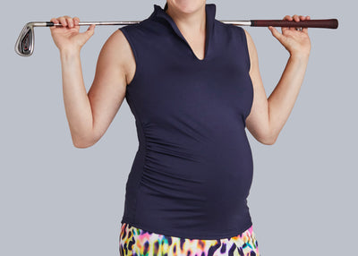 Sleeveless Maternity Golf Shirt (Navy)
