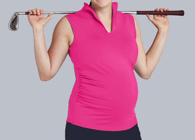 Sleeveless Maternity Golf Shirt (Raspberry)